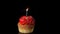 Sparkler burning on red birthday cupcake