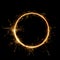 Sparkler circle shape. Burning bengal fire round letter o number zero, long exposure