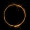 Sparkler circle shape frame. Burning bengal fire round letter o number zero, long exposure