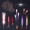Sparkler Fireworks Transparent Set
