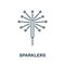 Sparklers icon from party collection. Simple line element Sparklers symbol for templates, web design and infographics