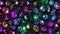 Sparkling bright colored gemstones on a black background, mysterious concept Generative AI