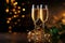 Sparkling Celebration Glasses of Champagne at New Year Party. created with Generative AI