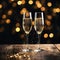 Sparkling champagne glasses clinking new year celebration background