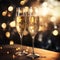 Sparkling champagne glasses clinking new year celebration background