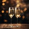 Sparkling champagne glasses clinking new year celebration background