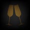 Sparkling champagne glasses. Icon as grid of small orange light bulb in darkness. Illustration
