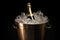 A Sparkling Champagne Ice Bucket with a Focus on Glistening Ice. created with Generative AI