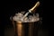 A Sparkling Champagne Ice Bucket with a Focus on Glistening Ice. created with Generative AI