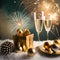 Sparkling Cheers: New Year's Toast Amidst Fireworks and Festive Splendor