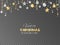 Sparkling Christmas glitter ornaments. Gold and silver fiesta border. Garland with hanging balls and ribbons isolated on
