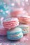 Sparkling Colorful Macarons on a Shimmering Background