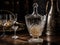 A sparkling crystal decanter filled with vintage champagne created with Generative AI