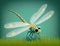 A sparkling dragonfly darting gracefully across a meadow. Cute creature. AI generation