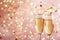 Sparkling glasses of champagne sit amid a festive scene of confetti