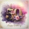 Sparkling Golden 50th Birthday Floral Card