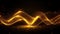 Sparkling golden energy wave moving through dark space. Glowing energy of light. Abstract soundwaves, brainwaves. Generative AI