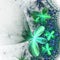 Sparkling green and blue fractal flower