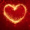 Sparkling heart on Decorative festive red background