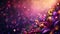 Sparkling Lush Purple Flower and Glittering Beads. Vibrant Mardi Gras Bokeh Background. AI Generated
