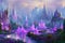 Sparkling Pink Crystal City: A Glowing Metropolis Amidst a Mysterious Enchanted Forest with Generative AI