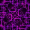 Sparkling purple rhombuses and squares with highlights in the intersection on a dark background