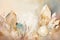 Sparkling quartz crystals watercolor background