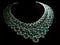 A sparkling string of emeralds draped elegantly around a neck created with Generative AI