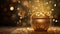 Sparkling Wealth: A Golden Pot Gleaming with Scattered Gold