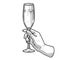 Sparkling wine flute sticker monochrome