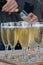 Sparkling wine in tall glasses