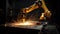 Sparks Flying: Industrial Robot in Action at the Workplace