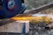 Sparks from metal cutting at a construction site. Technologies