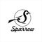 Sparrow logo typography initial design template. Animal or bird vector