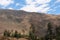 Sparse trees and shrubs growing along the mountainside of the Patacancha mountain in the Sacred Valley of Peru