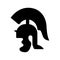 Spartan helmet icon on white background. The ancient Greek helmet, an element of armor for warriors, it protects such a