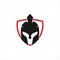 spartan helmet warrior inside triangle shield vector icon logo design