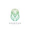 spartan organic icon - farm  fresh market nature  agriculture  environment community business sign concept. natural leaf sparta