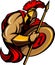 Spartan Trojan Mascot Vector Cartoon with Spear an