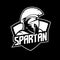 SPARTAN WARRIOR CARTOON CHARACTER BLACK AND WHITE VECTOR LOGO TEMPLATE