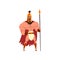 Spartan warrior in golden armor and red cape with spear vector Illustration on a white background