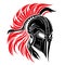 Spartan warrior helmet tribal illustration, isolated on white
