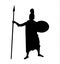 Spartan warrior holding a spear black silhouette