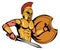 Spartan Warrior Mascot Graphic, roman warrior with a traditional weapon, spartan warrior in gold armor, suitable as logo or team