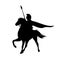 Spartan warrior riding horse black and white vector silhouette