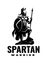 Spartan warrior with weapons and armor, logo. Vector illustration.