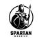 Spartan warrior with weapons and armor, logo. Vector illustration.