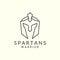 spartan warriors with line art style logo icon template design. military helmet armor vector illustration