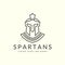 spartan warriors with line art style logo icon template design. roman, greek city, helmet vector illustration