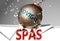 Spas and coronavirus, symbolized by the virus destroying word Spas to picture that covid-19  affects Spas and leads to a crash and